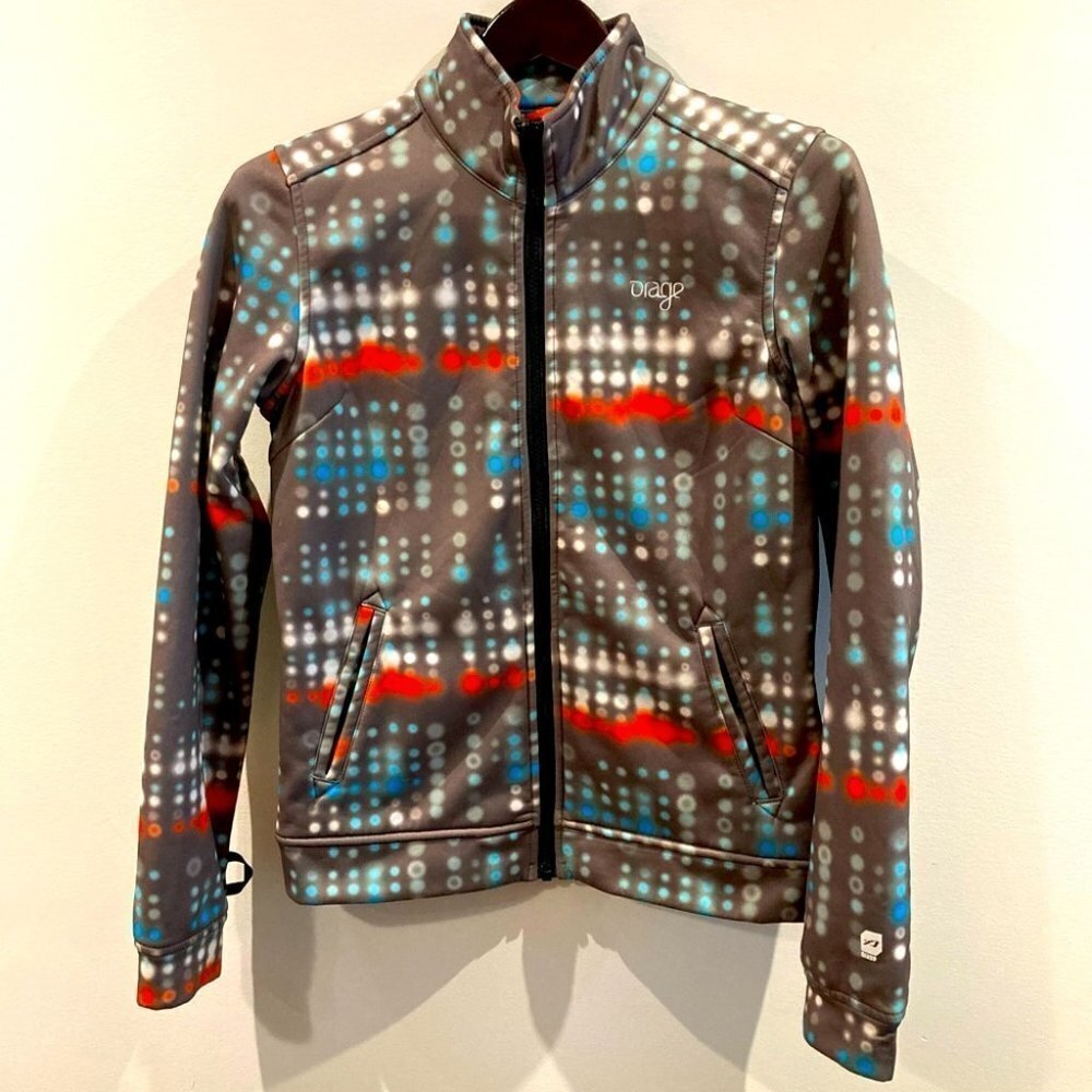 ORAGE Sz S Knit Jersey Soft Shell Cuffed Tie Dye Design Layering Ski Jacket